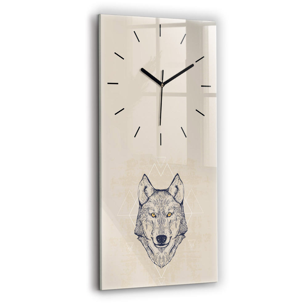 Horloge murale en verre rectangulaire Tête de loup