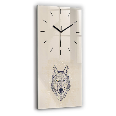 Horloge murale en verre rectangulaire Tête de loup