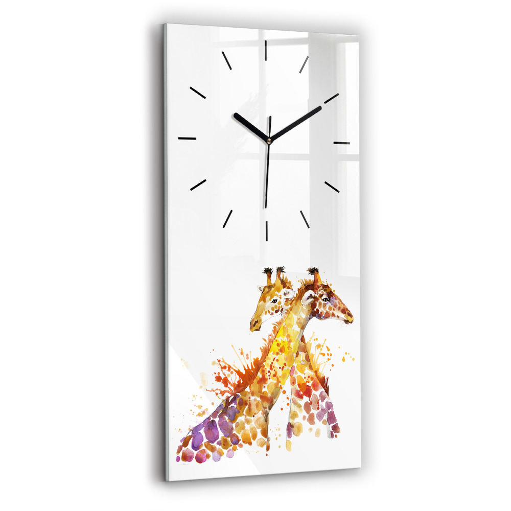 Horloge murale en verre rectangulaire Girafe - aquarelle