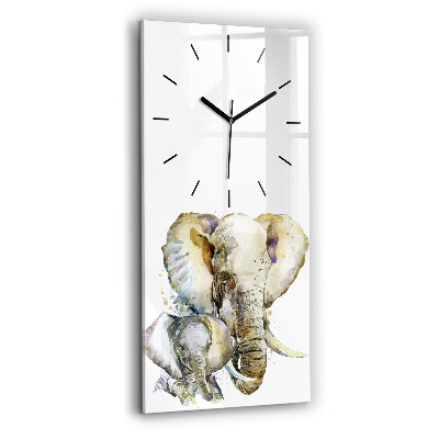 Horloge verticale en verre Animaux peints - éléphant