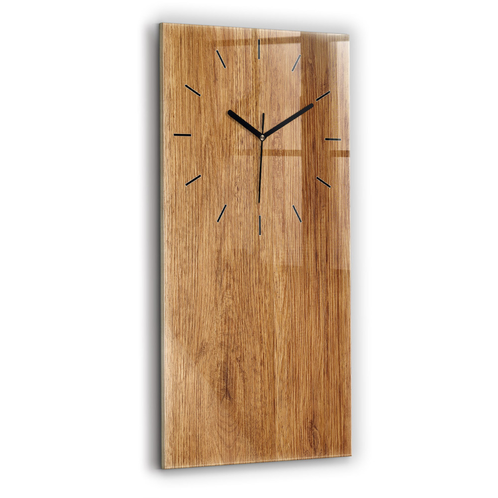 Horloge murale en verre rectangulaire Bois clair