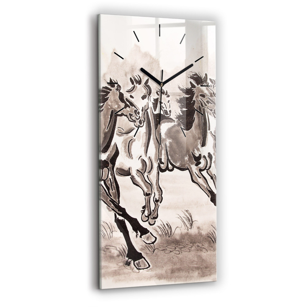 Horloge verticale en verre Chevaux au galop