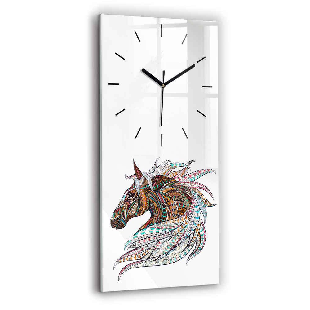 Horloge murale en verre rectangulaire Illustration d'un cheval