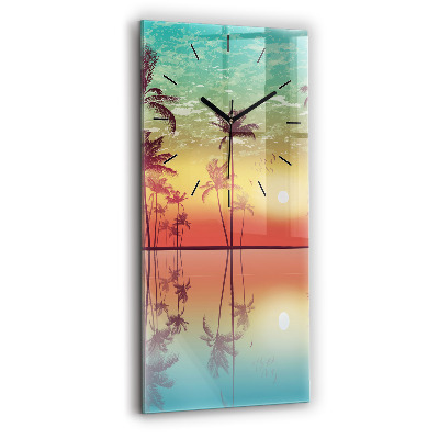 Horloge verticale en verre Palmiers tropicaux