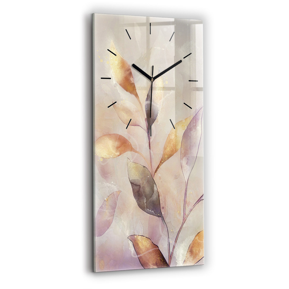 Horloge verticale en verre Feuilles abstraites boho