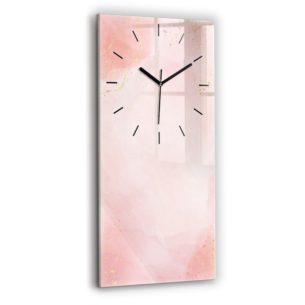 Horloge murale en verre rectangulaire Marbre rose