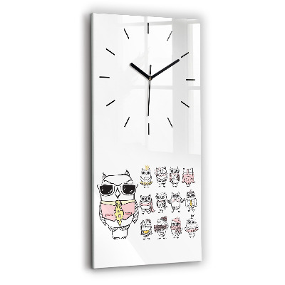 Horloge murale verticale Affiche vintage avec des hiboux