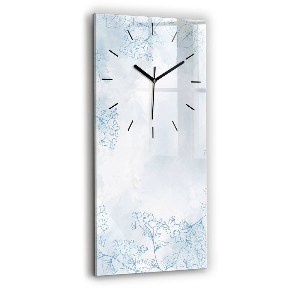 Horloge murale en verre rectangulaire Croquis de plantes