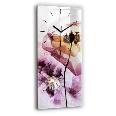 Horloge murale en verre rectangulaire Fleurs de pavot sèches