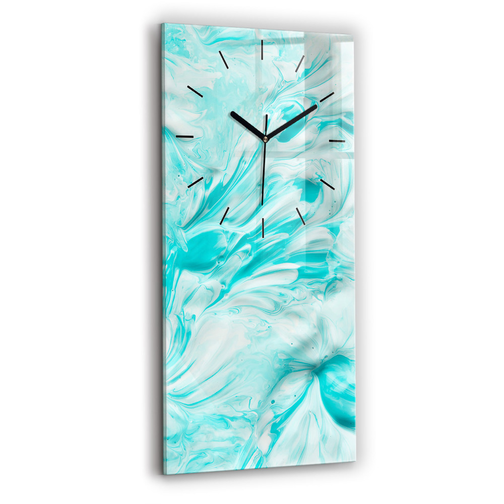 Horloge murale en verre rectangulaire Abstraction bleue