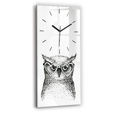 Horloge rectangulaire verticale Hibou dessiné dans des verres