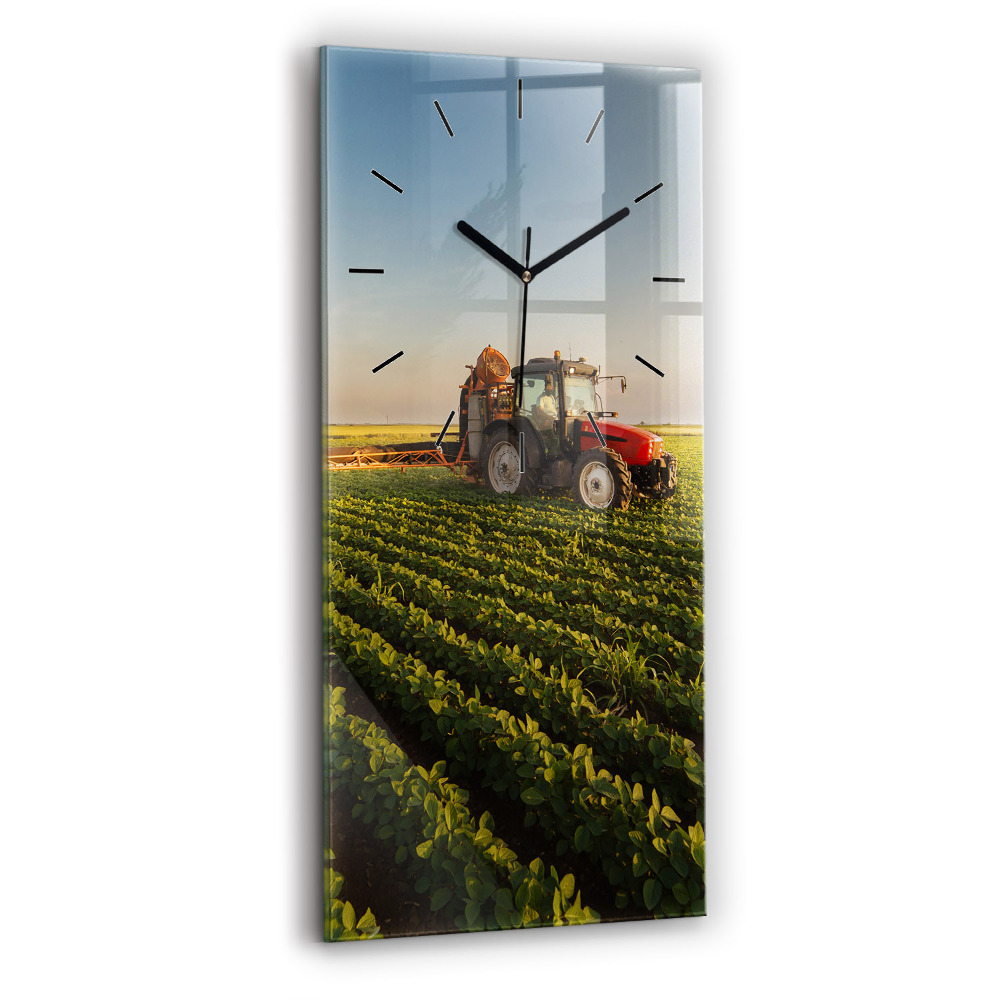 Horloge verticale en verre Tracteur dans un champ agricole
