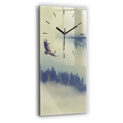 Horloge verticale en verre Aigle des forêts brumeuses