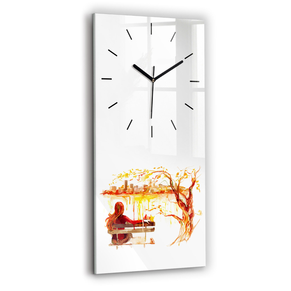 Horloge verticale en verre Paysage d'automne