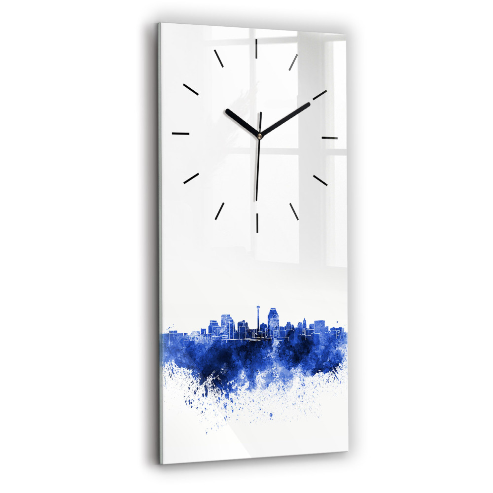 Horloge murale en verre rectangulaire Aquarelle de San Antonio