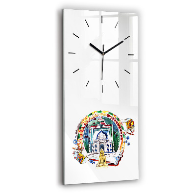 Horloge murale en verre rectangulaire Peinture de Bouddha dans un temple
