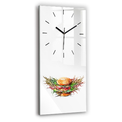Horloge verticale en verre Hamburger au fromage XXL