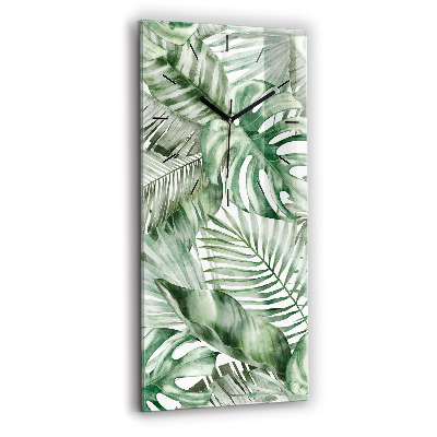 Horloge murale en verre rectangulaire Feuilles de plantes peintes