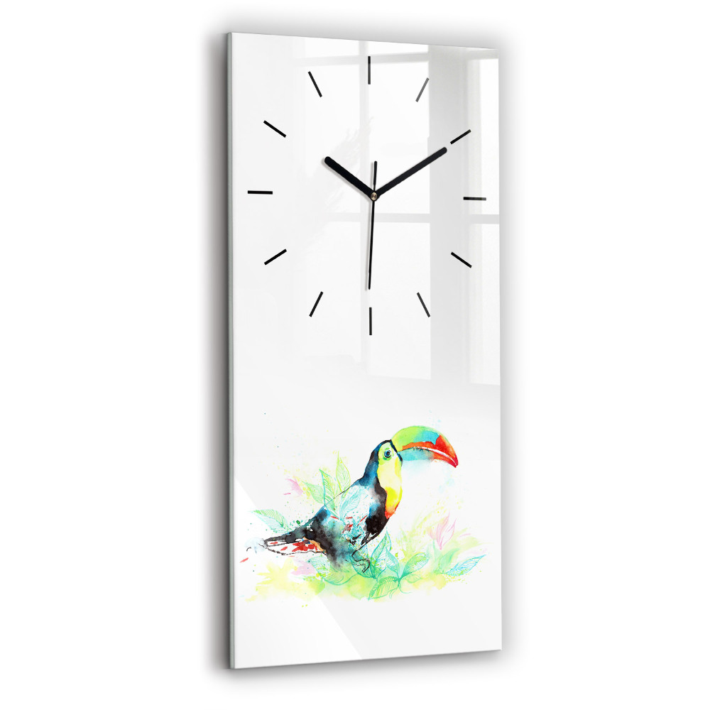 Horloge rectangulaire verticale Toucan dans l'herbe