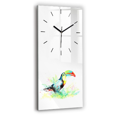 Horloge rectangulaire verticale Toucan dans l'herbe