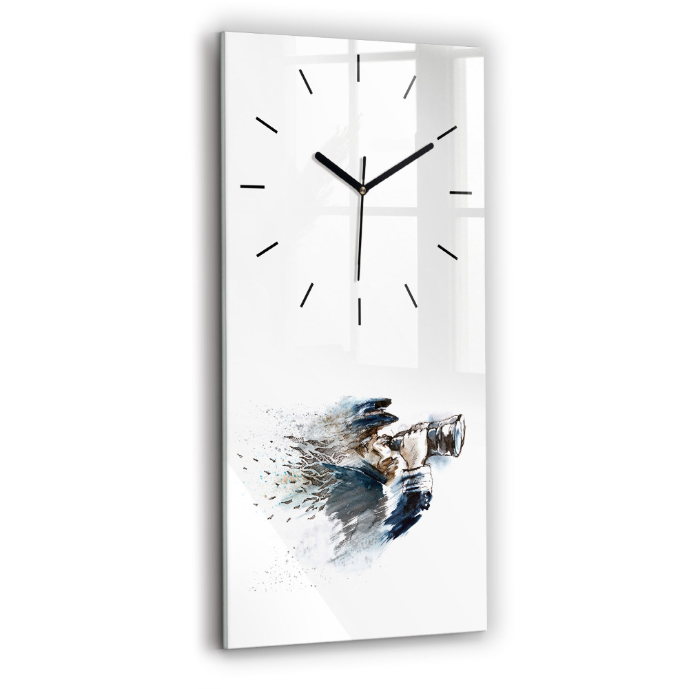 Horloge murale en verre rectangulaire Capitaine avec jumelles