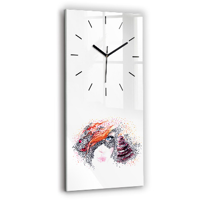 Horloge murale en verre rectangulaire Femme douce avec un gâteau