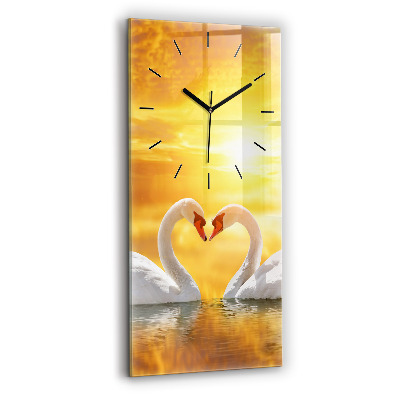 Horloge verticale en verre Cygnes amoureux