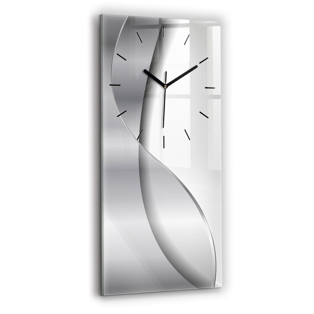 Horloge murale en verre rectangulaire Abstraction argentée
