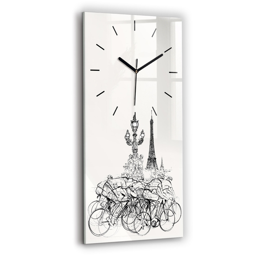Horloge rectangulaire verticale Dessin d'une course cycliste