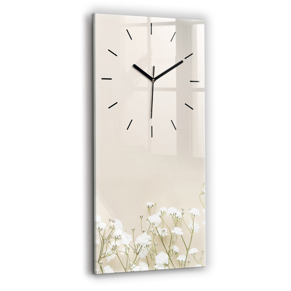 Horloge rectangulaire verticale Fleurs de gypsophile