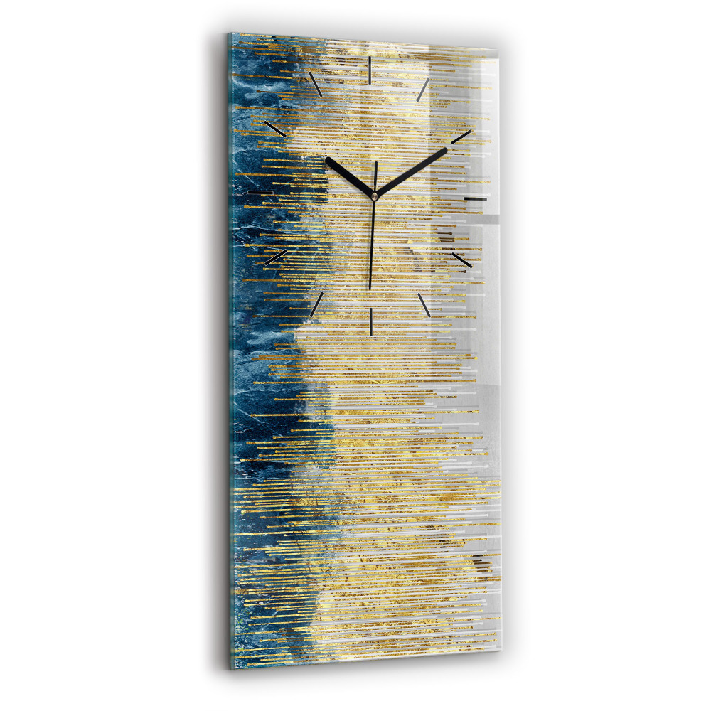Horloge murale en verre rectangulaire Motif décoratif et or