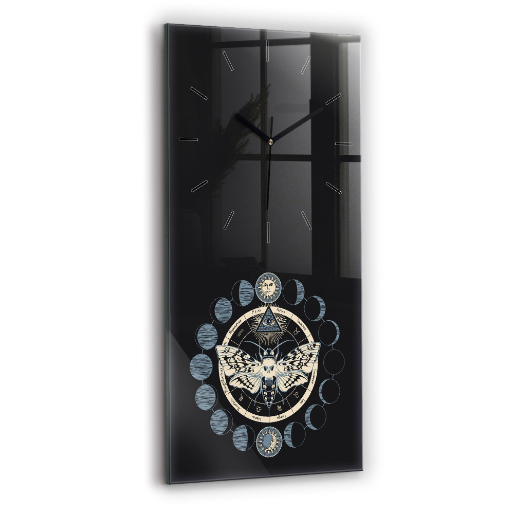 Horloge murale en verre rectangulaire Phases de la lune
