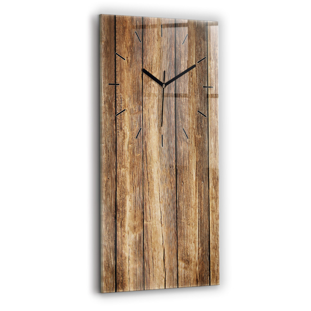 Horloge verticale en verre Planches en bois