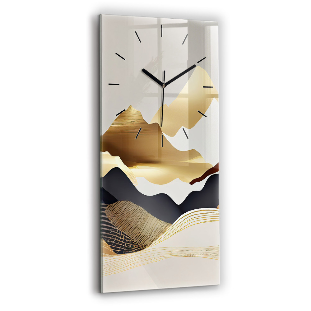Horloge rectangulaire verticale Montagnes abstraites dorées