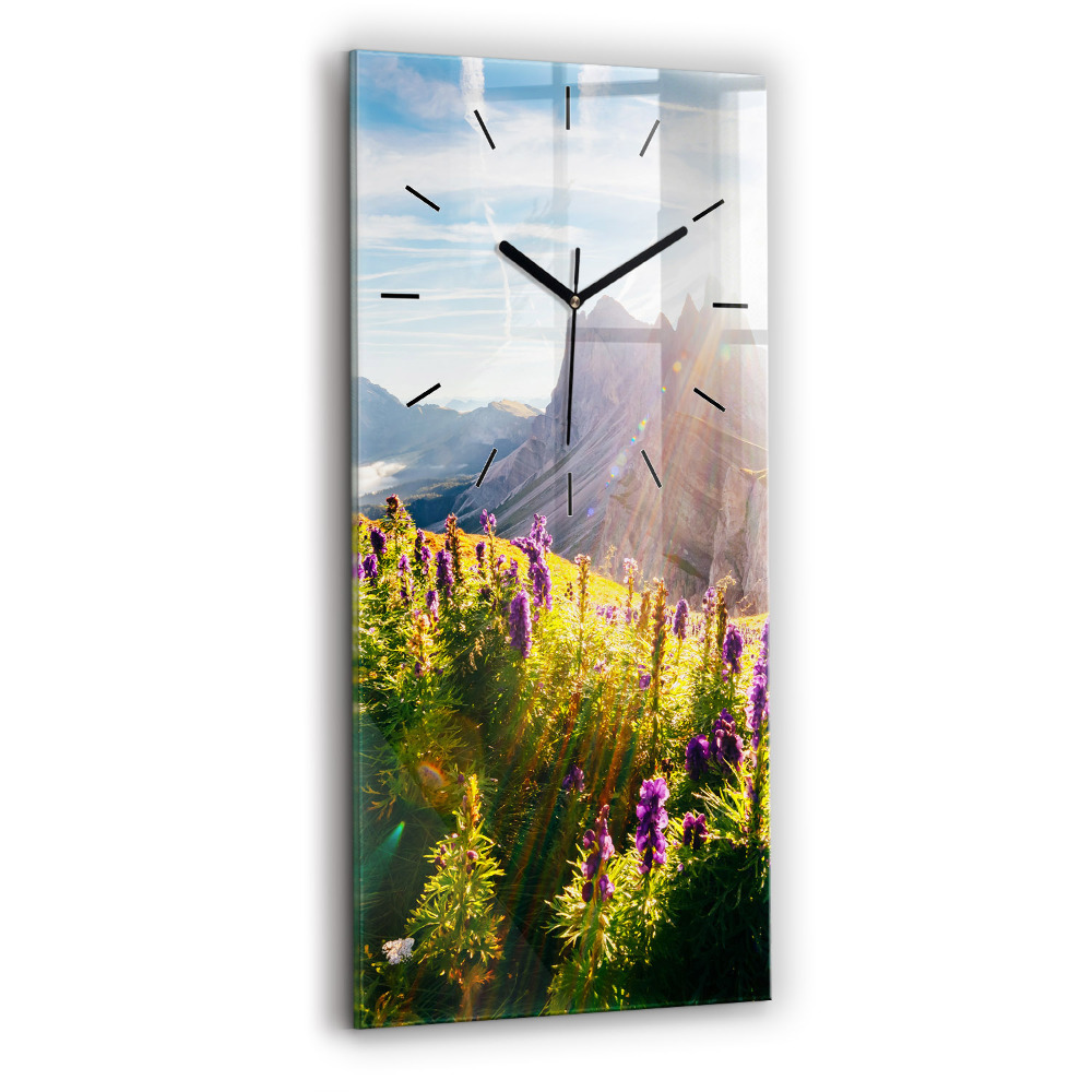 Horloge murale en verre rectangulaire Prairie de lavande
