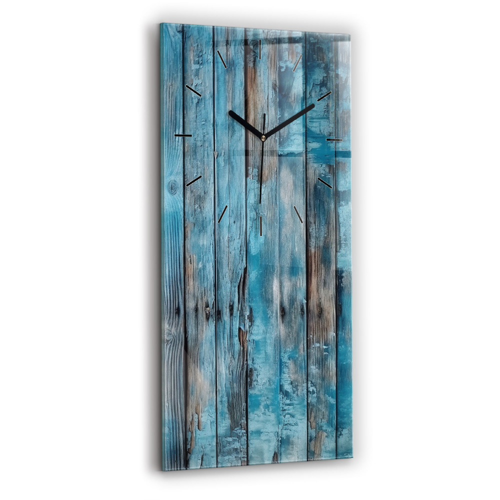 Horloge murale en verre rectangulaire Planches bleues