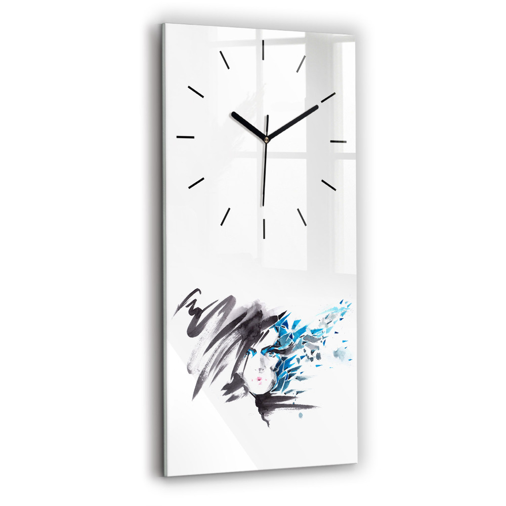 Horloge murale en verre rectangulaire Visage de femme abstrait