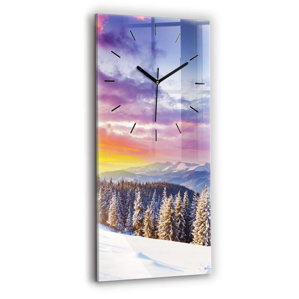 Horloge murale verticale Paysage de montagne hivernal