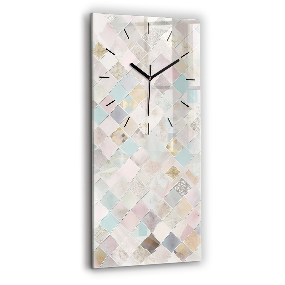 Horloge rectangulaire verticale Tuiles colorées