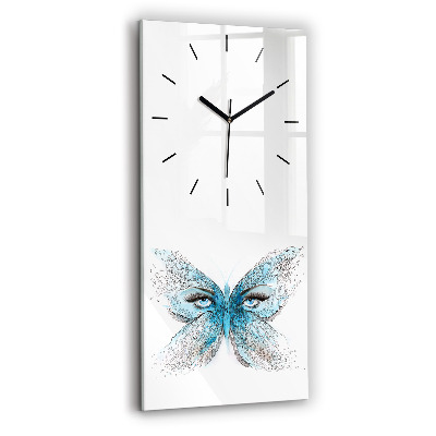 Horloge verticale en verre Visage en forme de papillon