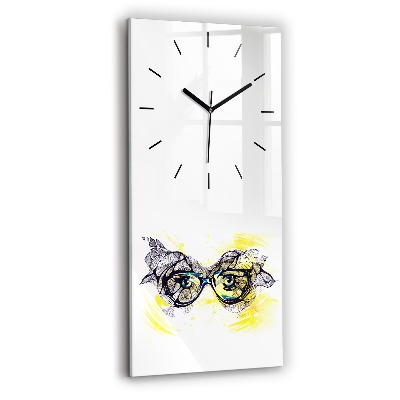 Horloge murale verticale Yeux dans des lunettes