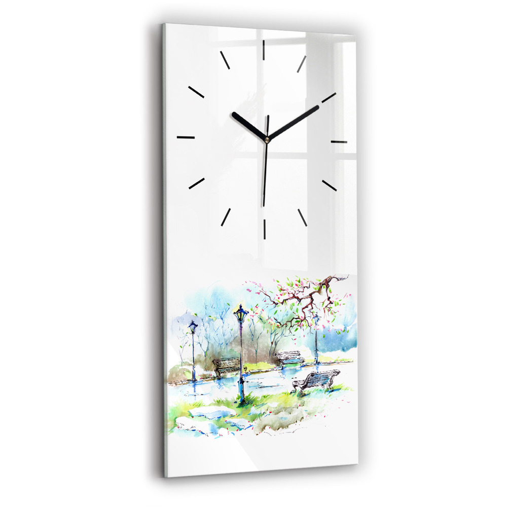 Horloge verticale en verre Printemps pittoresque