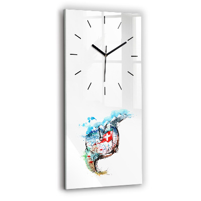 Horloge murale en verre rectangulaire Montre suisse