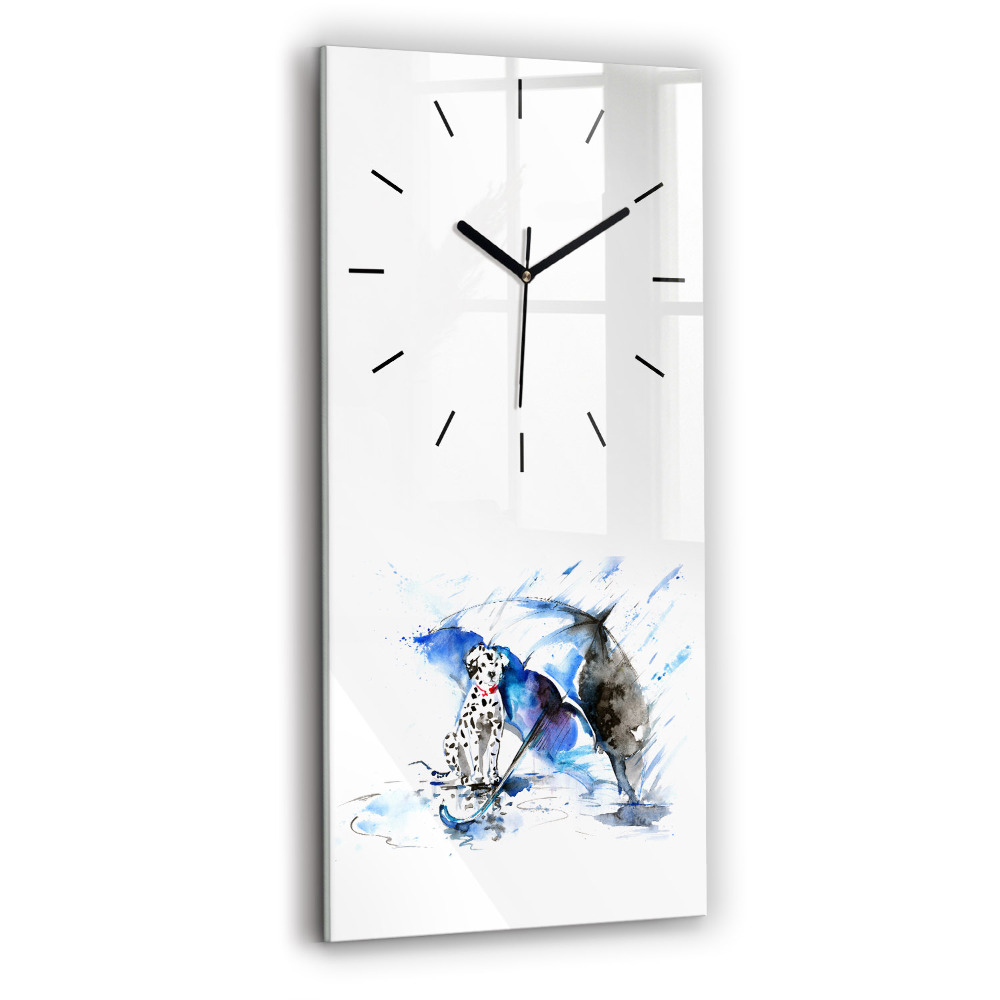 Horloge verticale en verre Dalmatien et parapluie
