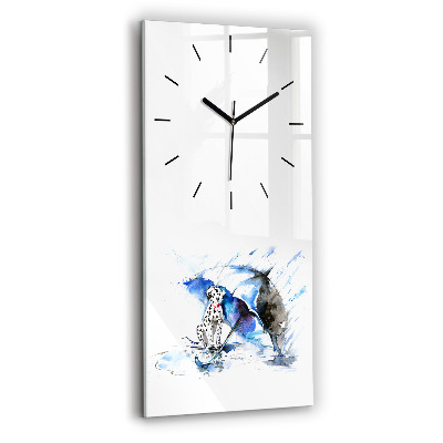 Horloge verticale en verre Dalmatien et parapluie
