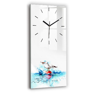 Horloge murale en verre rectangulaire Mouette peinte