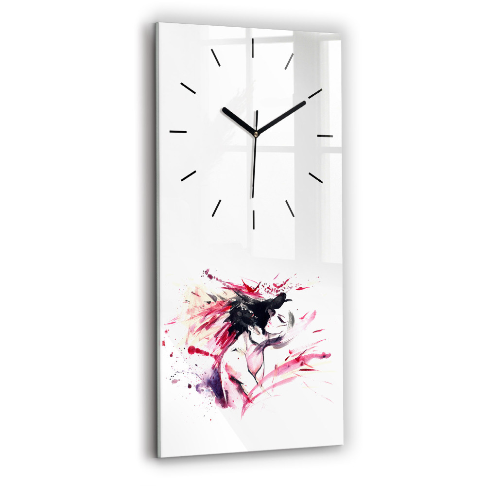 Horloge verticale en verre Amoureux abstrait
