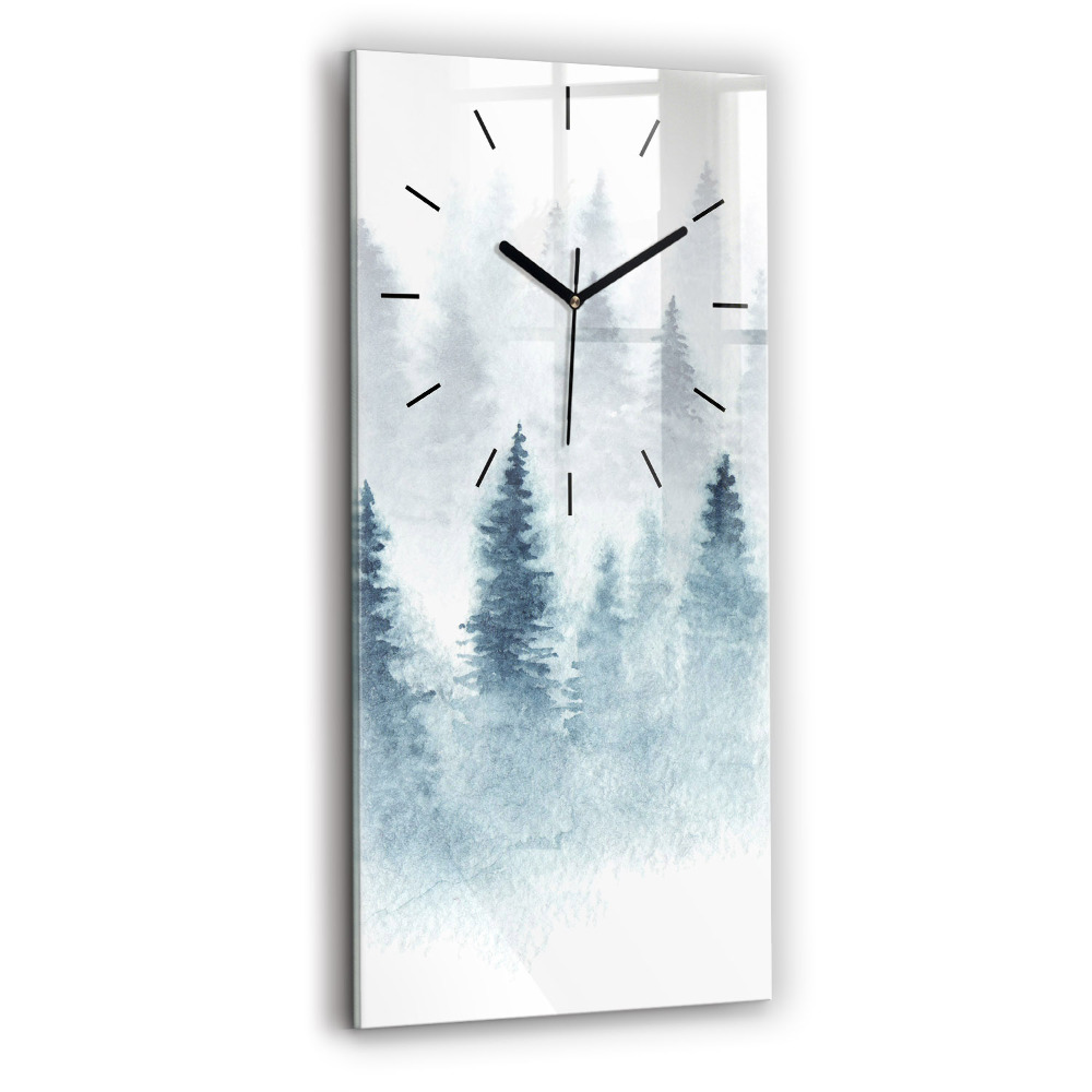 Horloge murale en verre rectangulaire Forêt d'hiver