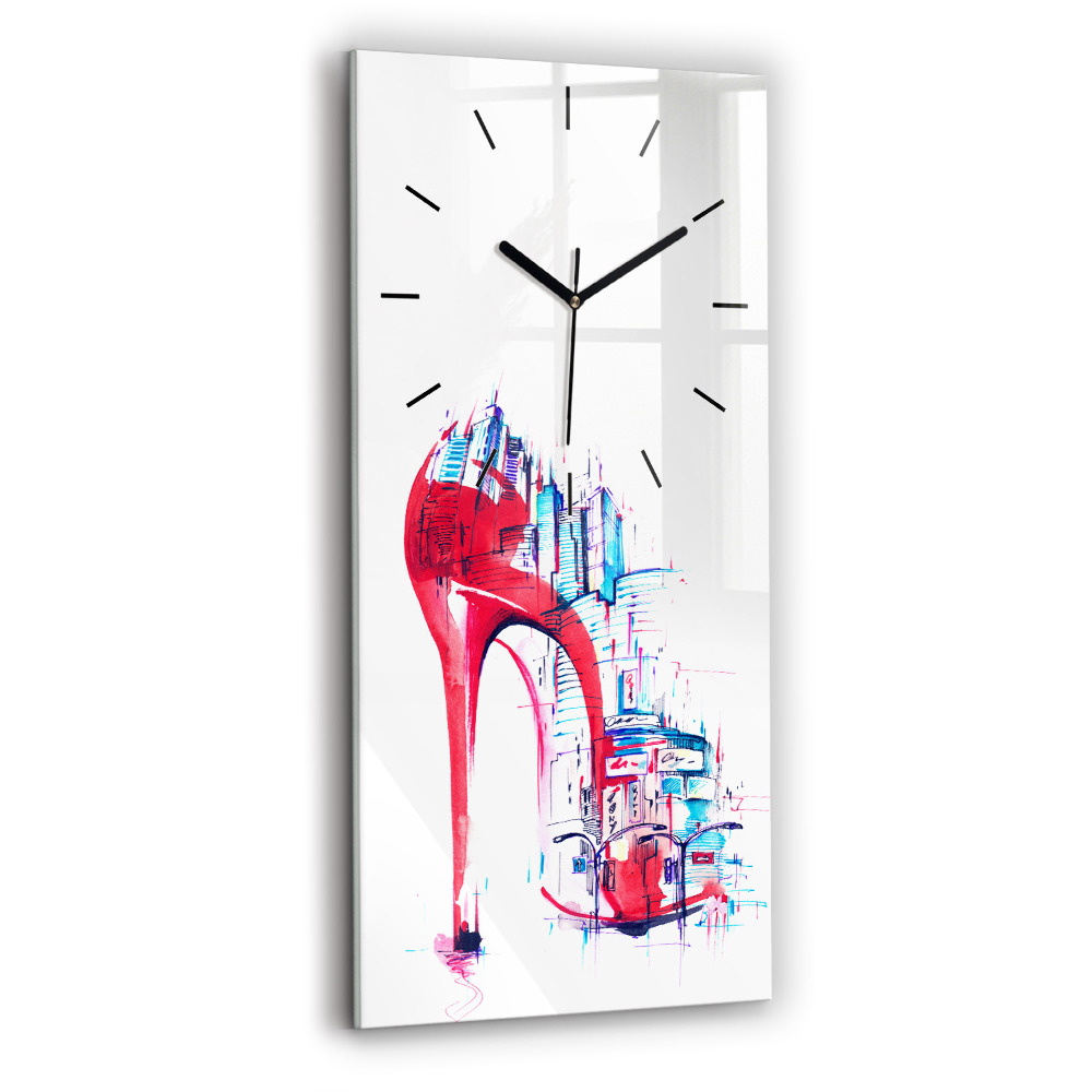 Horloge murale en verre rectangulaire Talon rouge