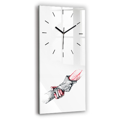 Horloge murale en verre rectangulaire Mains tendues